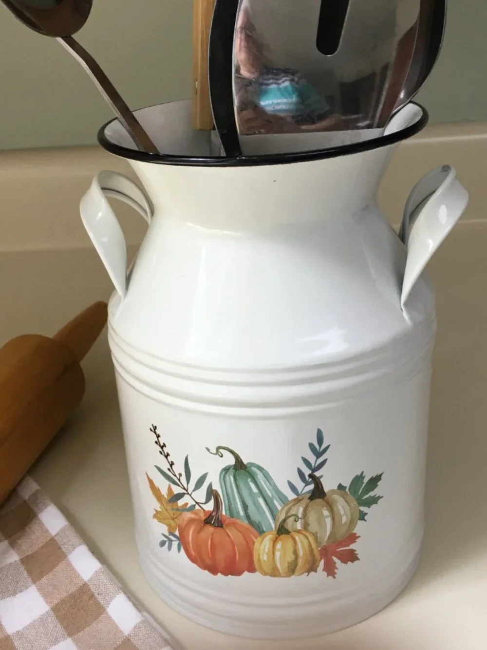 Fall Decor Milk Can Utensil Container Floral Container NWT